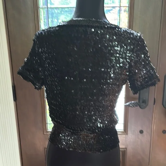 Cache Black Sequin V-Neck Sweater - Picture 2 of 8